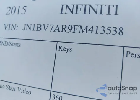 2015 Infiniti Q50 Premium from USA, damaged, VIN JN1BV7AR9FM413538